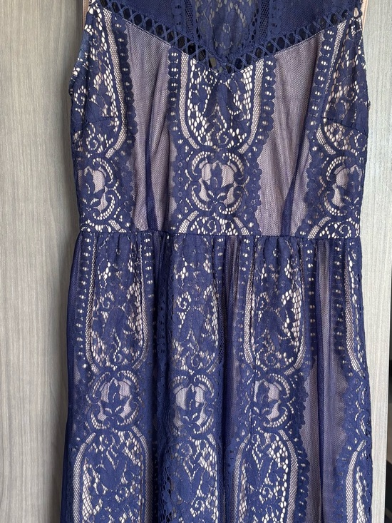 Altar'd State Dresses & Skirts - Alrar’d state Navy Blue Lace Fit-and-Flare Dress